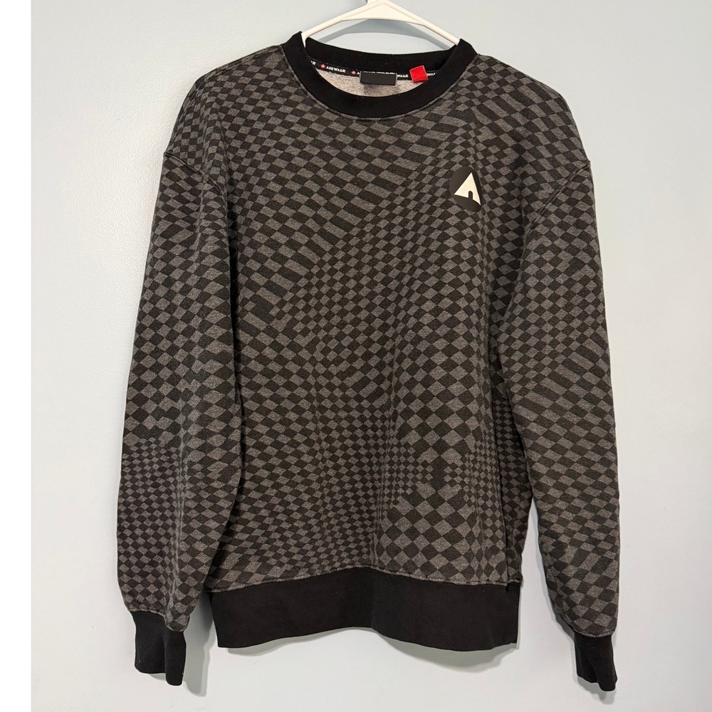 Airwalk Men's XS Diamond‎ Print Crewneck Sweatshirt Gray Black Skatewear